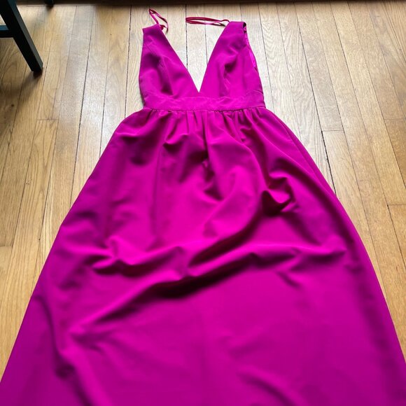 Jill Jill Stuart Size 8 Fuchsia Dayglo Deep V-Neck Bridesmaid Gown Dress NWT - Picture 16 of 16